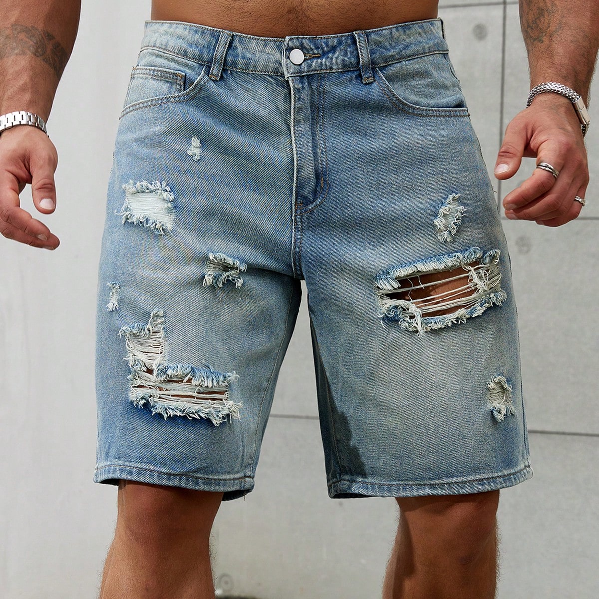 Streetwear Brand For Men - Шорты мужские рваные из джинсовой ткани,