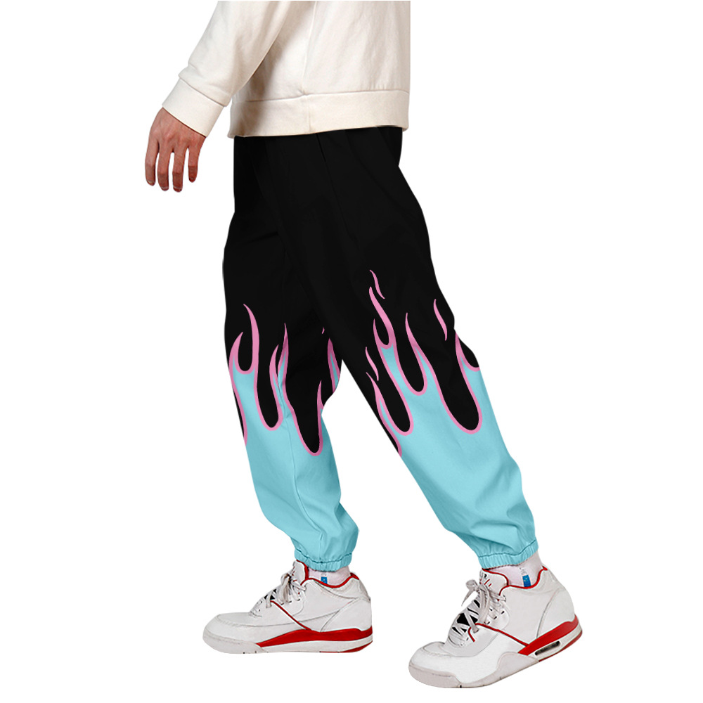 Streetwear Brand - Красочные спортивные штаны с пламенем, 3D